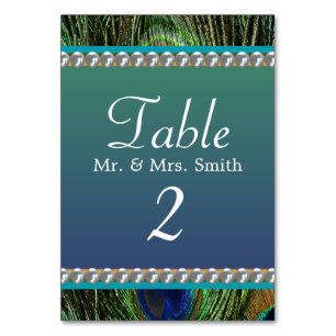 Peacock Pattern with Pearls Table Number