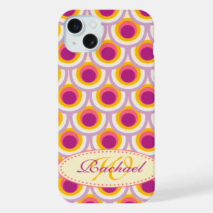 Peacock pattern yellow pink name case