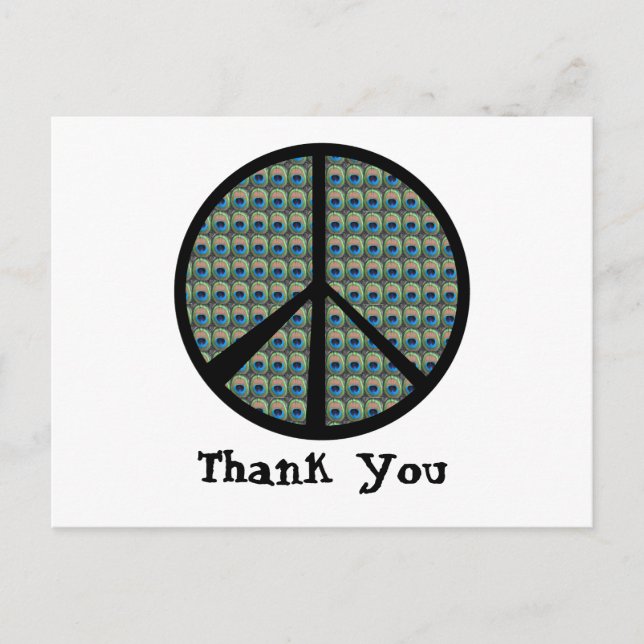 Peacock Peace Sign Postcard (Front)