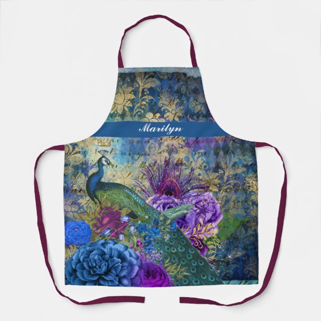 Peacock Peacocks Birds Pretty Trendy Chic Apron (Front)