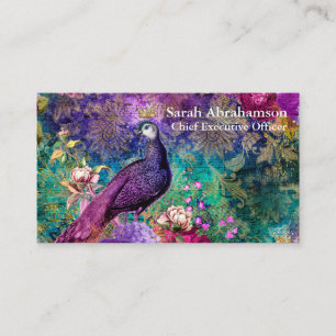 Peacock Peacocks Colourful Business Cards