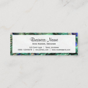 Peacock (Peafowl) Tail, Feathers - Green Blue Mini Business Card