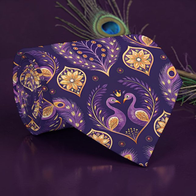 Peacock Peahen Pattern Necktie Tie (Creator Uploaded)
