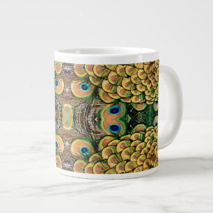 Peacock Peahen Peafowl Feathers Colourful Mirror Large Coffee Mug