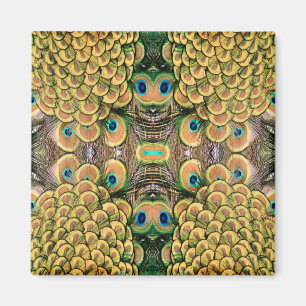 Peacock Peahen Peafowl Feathers Colourful Mirror Magnet