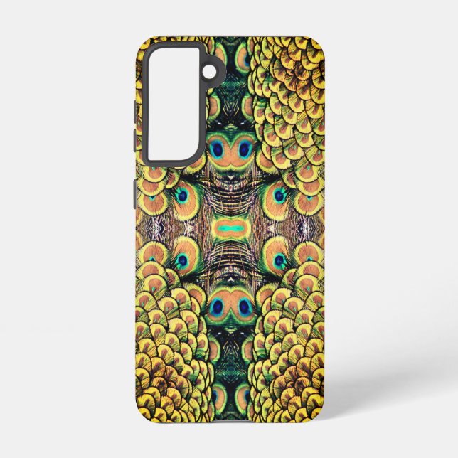 Peacock Peahen Peafowl Feathers Colourful Mirror Samsung Galaxy S21 Case (Back)