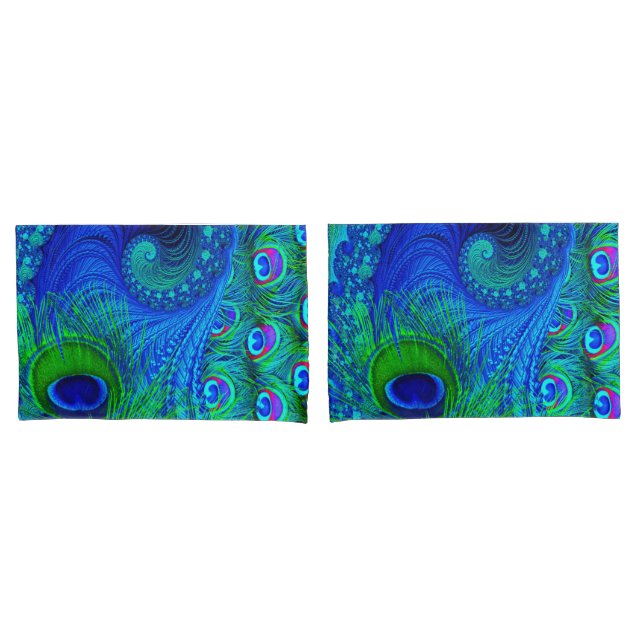 Peacock Pillow Cases Pair (Front-Set)