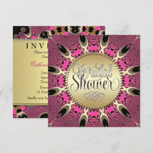 Peacock Pink Funky Bridal Shower Party Invitations