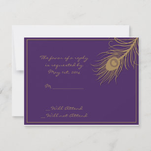 Peacock Plume in Gold and Plum Response Card