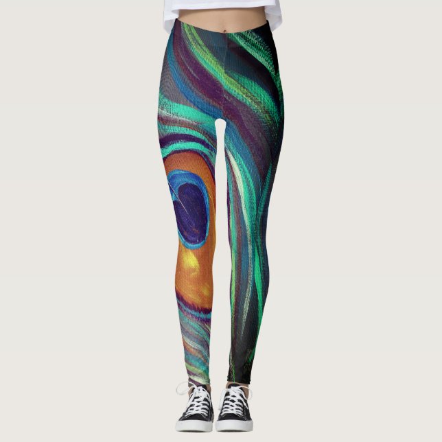 Peacock Plume Leggings (Front)