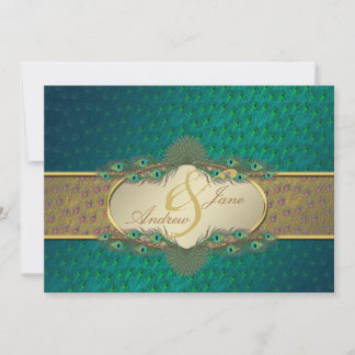 Peacock plumes d'élégantes invitations à un mariag