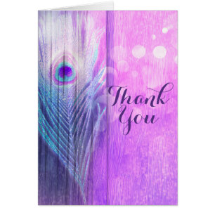 Peacock Plumes rose et bleu Boho Chic Merci