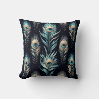Peacock Plumes Throw Pillow