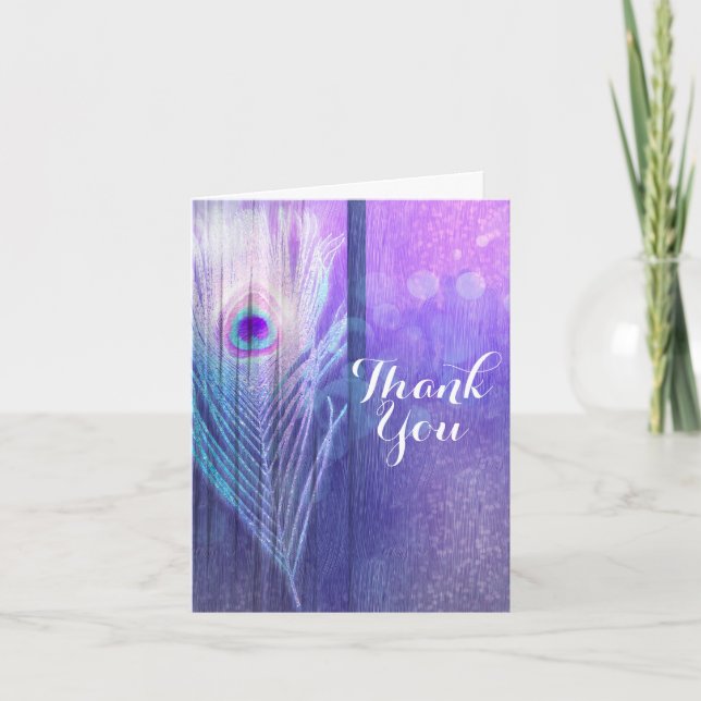 Peacock Plumes violet Glam Boho Chic Merci (Devant)