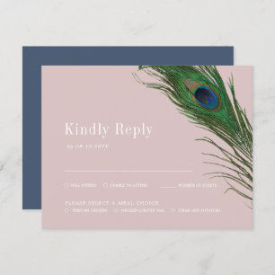 Peacock Poise   Wedding Peach Reply Meal Choice RS RSVP Card