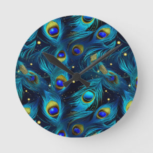 Peacock Pride Round Clock