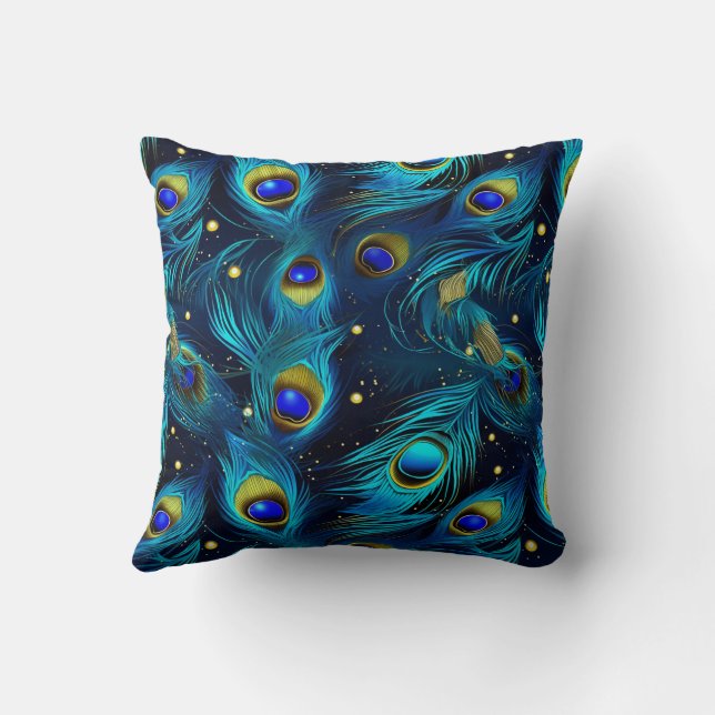 Peacock Pride Throw Pillow (Back)