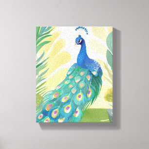 Peacock Princess   Watercolor Animal Nature Canvas Print
