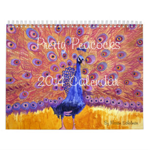Peacock Printed Art Wall Calendar 2014