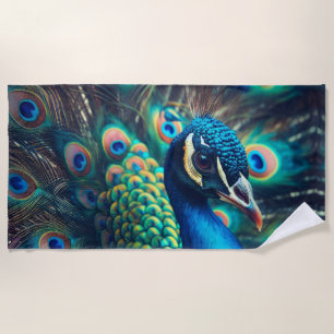 Peacock Profile Beach Towel