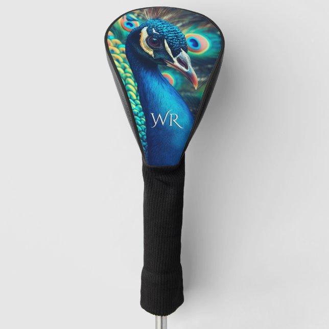 Peacock Profile Personal Initials Golf Head Cover (Front)