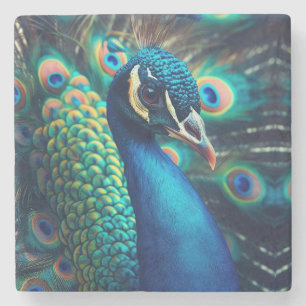 Peacock Profile Stone Coaster
