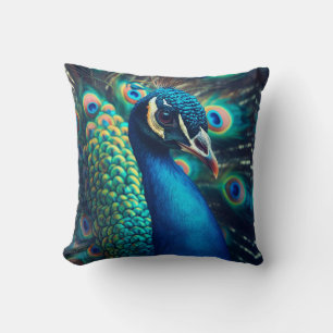 Peacock Profile Throw Pillow