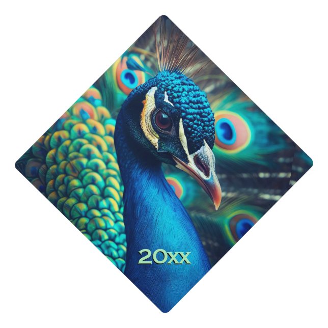 Peacock Profile with Year Graduation Cap Topper (Front)