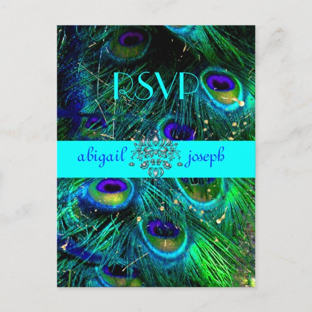 Peacock, psychedelic RSVP postcards (Front)