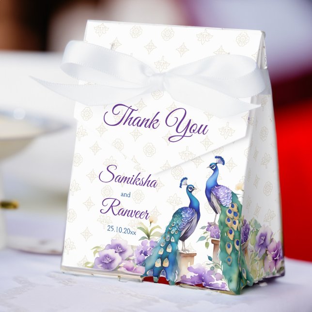 Peacock purple flowers Indian wedding favour Favor Box (Peacocks purple flowers Indian wedding favor gifts Favor Box watercolor two peacocks lilac garden)