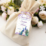 Peacock purple flowers Mehndi Indian wedding favou Gift Tags<br><div class="desc">Peacock and purple flowers watercolor Indian wedding Mehndi  template thank you favour gift tags. Two beautiful peacocks purple jasmine flowers wisteria hanging blooms and garlands favour tags</div>