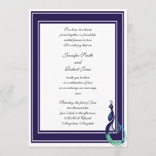 Peacock Purple, Teal, Green Wedding Invitation