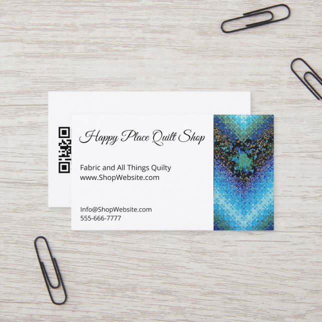 Peacock Quilt Cartes Biz entièrement personnalisab (Devant/Arrière en situation)