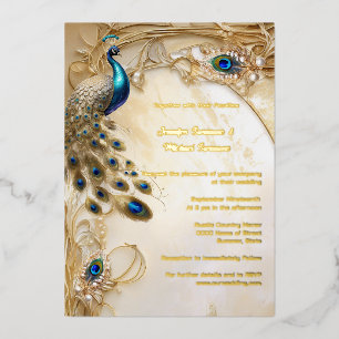 Peacock real foil vintage feathers art nouveau