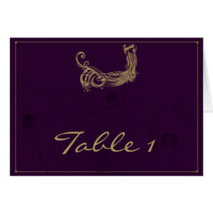 Peacock Regency in Purple Table Number tent card
