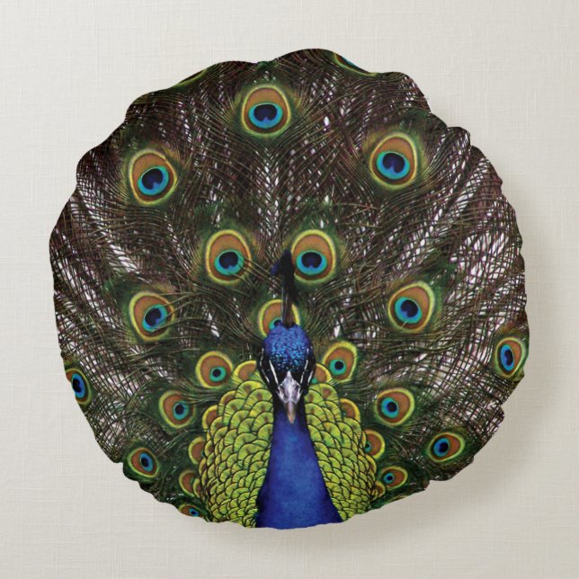 Peacock Round Pillow (Back)