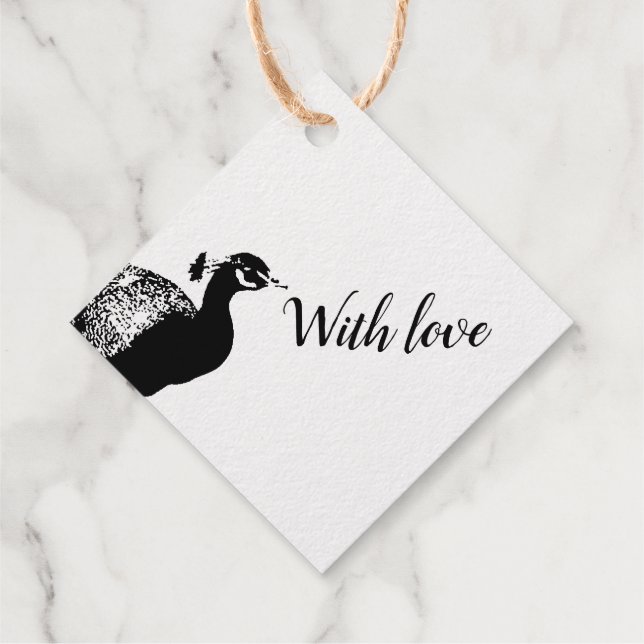 Peacock Rubber Stamp Favour Tags (Back)