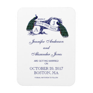 Peacock Rustic Save the Date Magnet