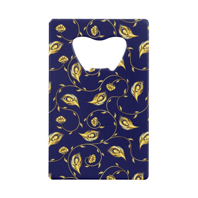 Peacock Sari Pattern Credit Card Bottle Opener (Front)