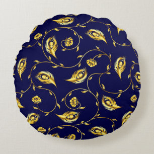 Peacock Sari Pattern Round Pillow