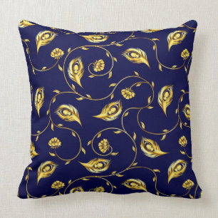Peacock Sari Pattern Throw Pillow