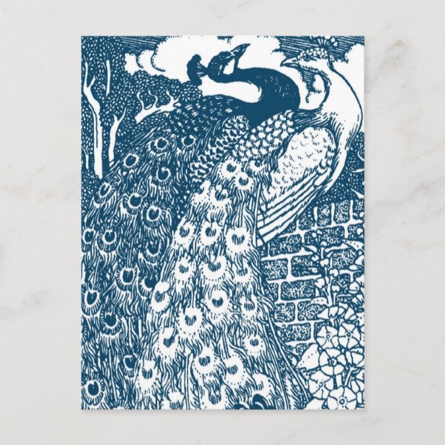 Peacock Save the Date Announcement Postcard (Front)