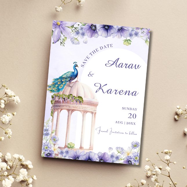 Peacock Save the date Indian save the date card (Creator Uploaded)