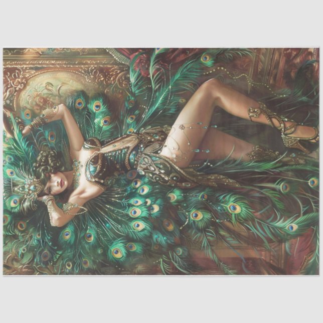 Peacock showgirl tissue paper (Front)