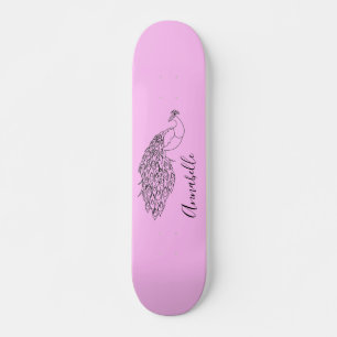 Peacock Silhouette Custom Name Skateboard