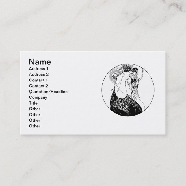 Peacock Skirt Beardsley Art Nouveau Business Card (Front)