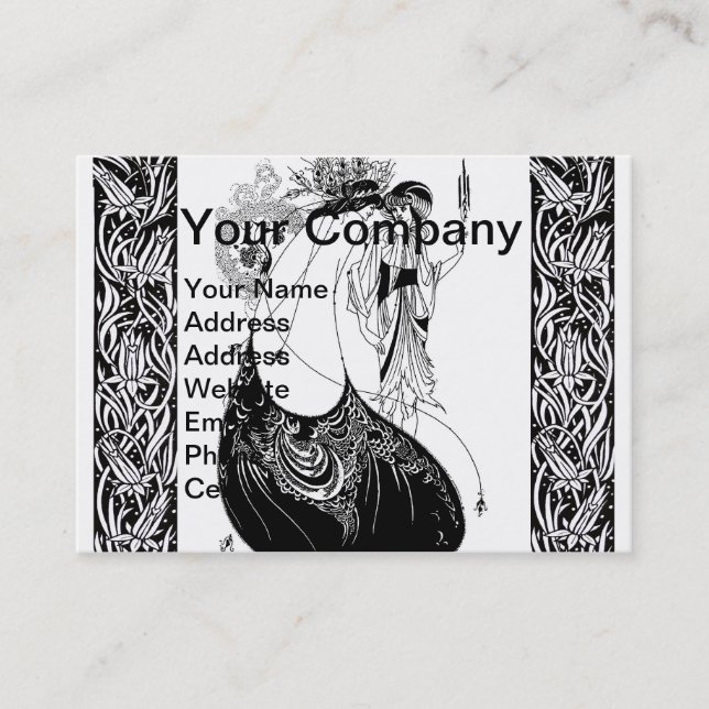Peacock Skirt Beardsley Art Nouveau Business Card (Front)