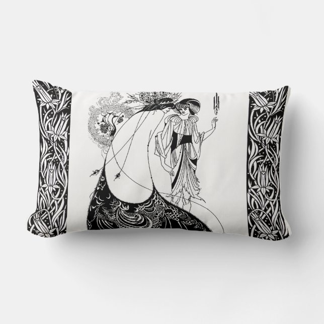 Peacock Skirt Beardsley Art Nouveau Lumbar Pillow (Front)