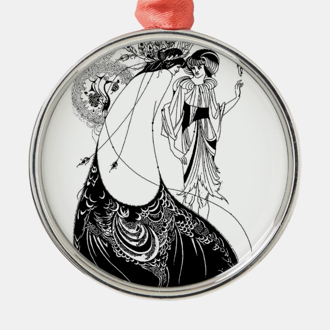 Peacock Skirt Beardsley Art Nouveau Metal Ornament (Front)