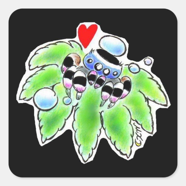 Peacock Spider-chan Square Sticker (Front)